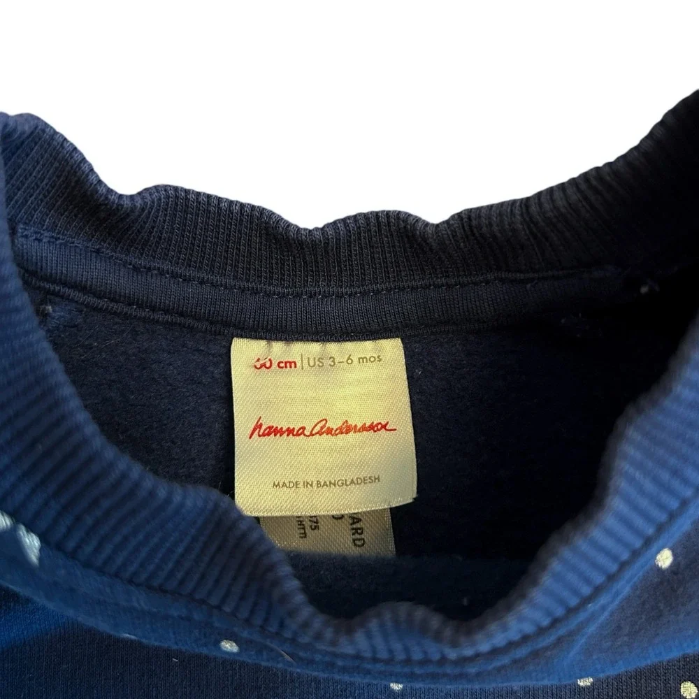 Hanna Andersson Girls Dress Size 3-6 Months Navy Blue‎ Silver Star Dress